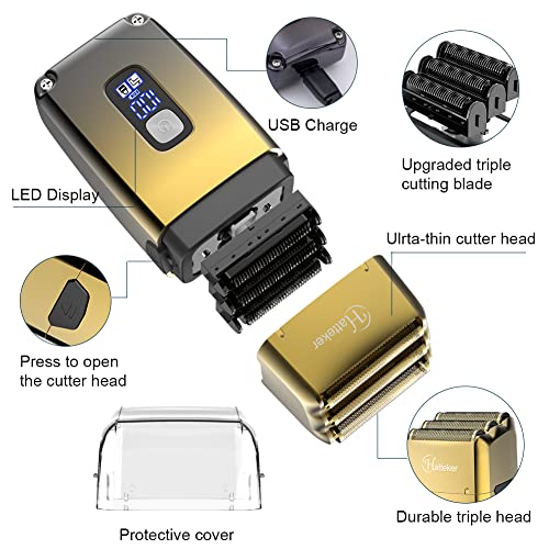 Hatteker Triple Blades Foil Shaver Electric Shaver Razor for Men Close Bald H...