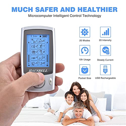 HAUSBELL Dual Channel TENS Unit Muscle Stimulator, 20 Modes Rechargeable TENS...