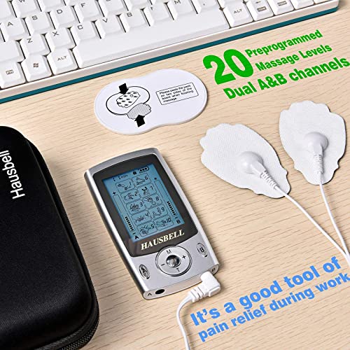 HAUSBELL Dual Channel TENS Unit Muscle Stimulator, 20 Modes Rechargeable TENS...