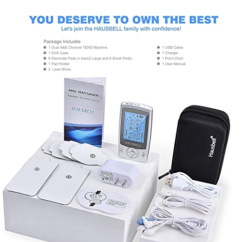 HAUSBELL Dual Channel TENS Unit Muscle Stimulator, 20 Modes Rechargeable TENS...