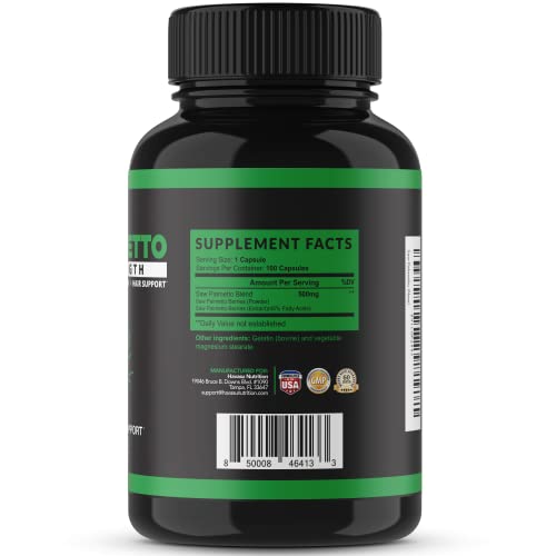 Saw Palmetto Prostate Supplements for Men as Potent DHT Blocker for Hair Grow...