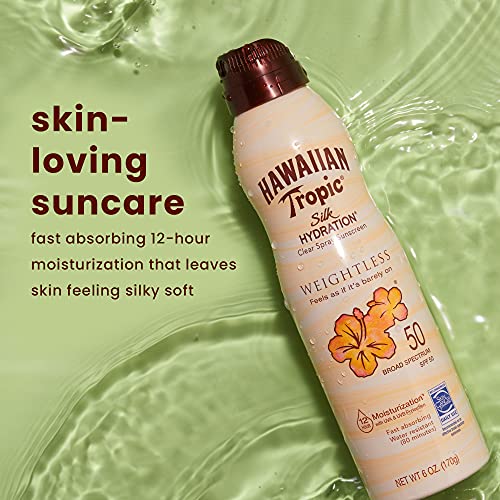 Hawaiian Tropic Clear Spray Sunscreen, Lightweight Broad Spectrum SPF 30, Sil...