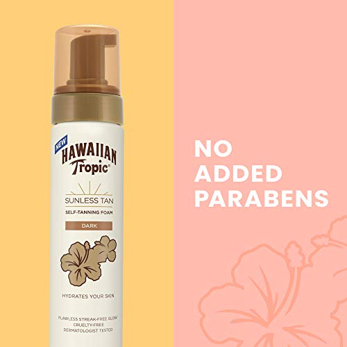 Hawaiian Tropic Sunless Tanning Foam, Moisturizing Self Tanner, Dark, 6.7 oz