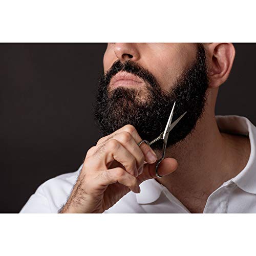 Beard Scissors, Stainless Steel Scissors for Beard, Mustache, Eyebrow, Nose H...