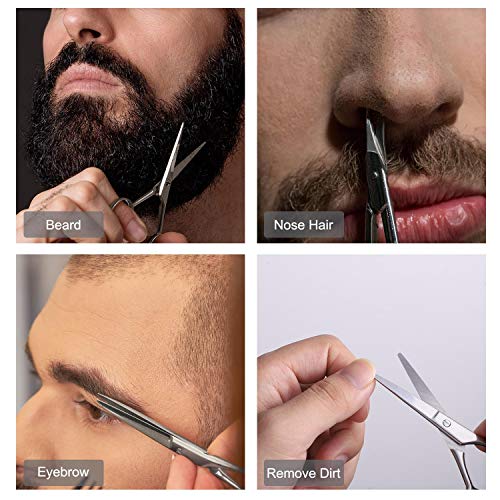 Beard Scissors, Stainless Steel Scissors for Beard, Mustache, Eyebrow, Nose H...