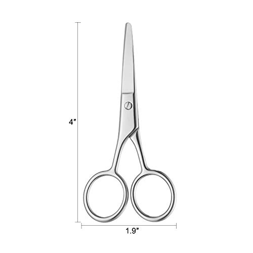 Beard Scissors, Stainless Steel Scissors for Beard, Mustache, Eyebrow, Nose H...