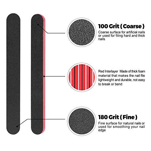 Nail Files and Buffers, 100/180 Grit Nail File and Rectangular Art Care Buffe...