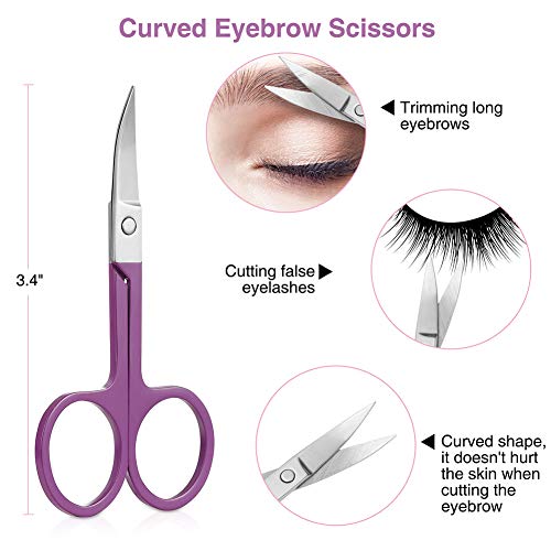 Tweezers Set, 4Pcs Eyebrows Tweezers and a Pair of Scissor with Leather Case,...