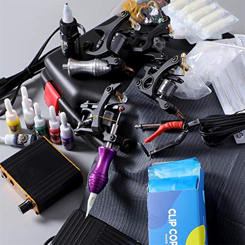 HAWINK Tattoo Complete Tattoo Kit 4 Pro Machine Guns 8 Inks Power Supply Foot...