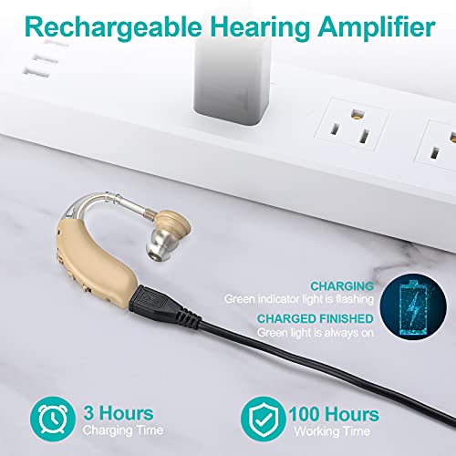 Hearing Aids, HaYiue Hearing Aid for Seniors Rechargeable with Noise Cancelli...