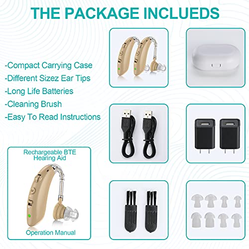 Hearing Aids, HaYiue Hearing Aid for Seniors Rechargeable with Noise Cancelli...