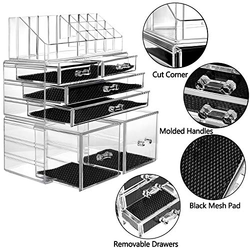 HBlife Makeup Organizer 3 Pieces Acrylic Cosmetic Storage Drawers and Jewelry...