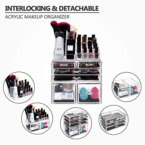 HBlife Makeup Organizer 3 Pieces Acrylic Cosmetic Storage Drawers and Jewelry...