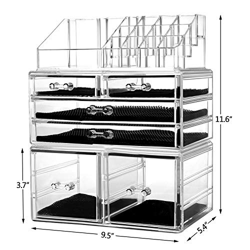 HBlife Makeup Organizer 3 Pieces Acrylic Cosmetic Storage Drawers and Jewelry...
