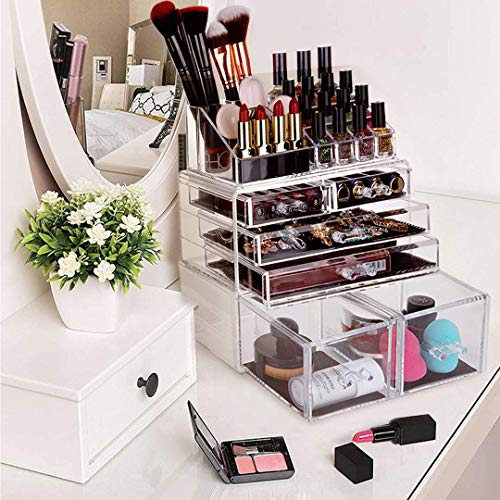 HBlife Makeup Organizer 3 Pieces Acrylic Cosmetic Storage Drawers and Jewelry...