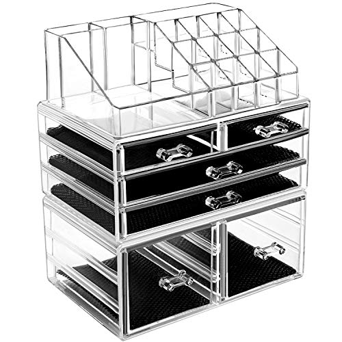 HBlife Makeup Organizer 3 Pieces Acrylic Cosmetic Storage Drawers and Jewelry...