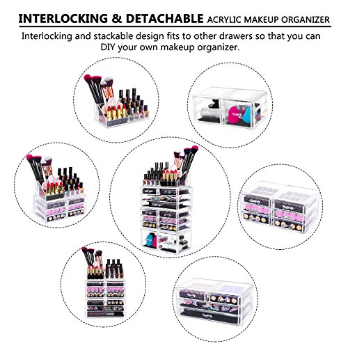 HBlife Makeup Organizer Acrylic Cosmetic Storage Drawers and Jewelry Display ...