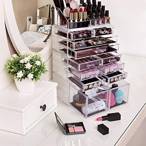 HBlife Makeup Organizer Acrylic Cosmetic Storage Drawers and Jewelry Display ...