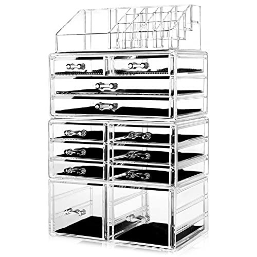 HBlife Makeup Organizer Acrylic Cosmetic Storage Drawers and Jewelry Display ...