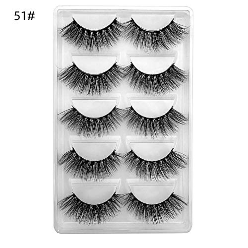 HBZGTLAD 5 Pairs Fluffy False Eyelashes Natural Faux Mink Strip 3D Lashes Pac...