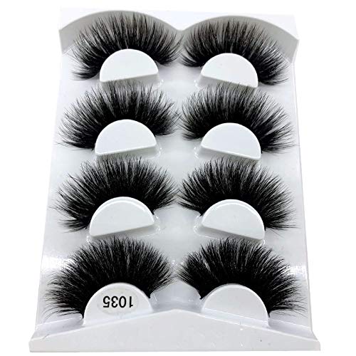 HBZGTLAD NEW 4 Pairs 3D Mink Hair False Eyelashes Criss-cross Wispy Cross Flu...