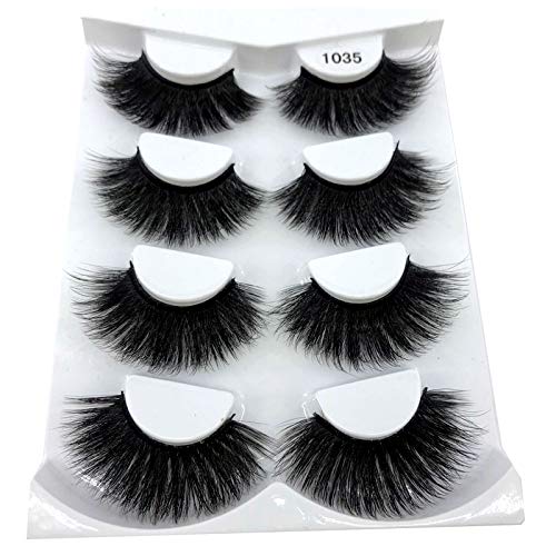 HBZGTLAD NEW 4 Pairs 3D Mink Hair False Eyelashes Criss-cross Wispy Cross Flu...