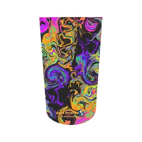 Amputee Sock"Abstract Deep Blues and Golds V1"