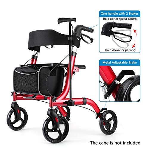 Healconnex Rollator Walkers for Seniors-Folding Rollator Walker with Seat and...