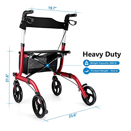 Healconnex Rollator Walkers for Seniors-Folding Rollator Walker with Seat and...