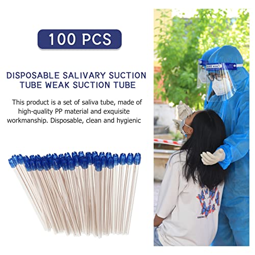 Healifty 100pcs Disposable Saliva Ejectors Clear Body Blue Tip Low Volume Eva...