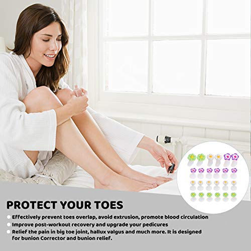 Healifty 24Pcs Silicone Toe Separators Cute Daisy Flower Shaped Toe Spacers G...