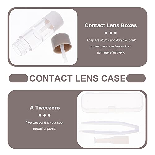Healifty 3pcs Contact Lens Travel Kit Case Box Soak Storage Container with Mi...