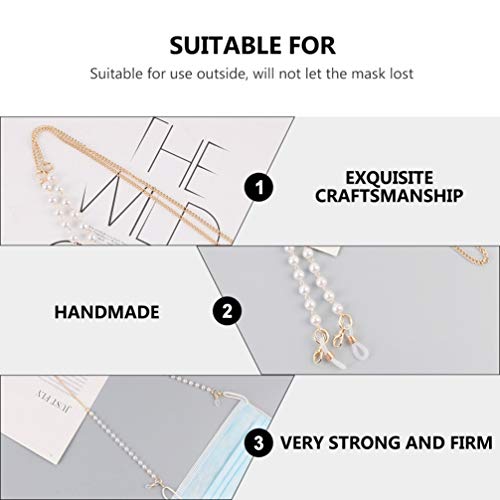 Healifty 3pcs Elegant Face Cover Chain Holder Vintage Acrylic Pearl Beads Ant...