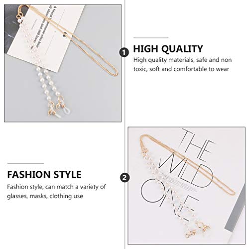 Healifty 3pcs Elegant Face Cover Chain Holder Vintage Acrylic Pearl Beads Ant...