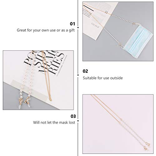 Healifty 3pcs Elegant Face Cover Chain Holder Vintage Acrylic Pearl Beads Ant...