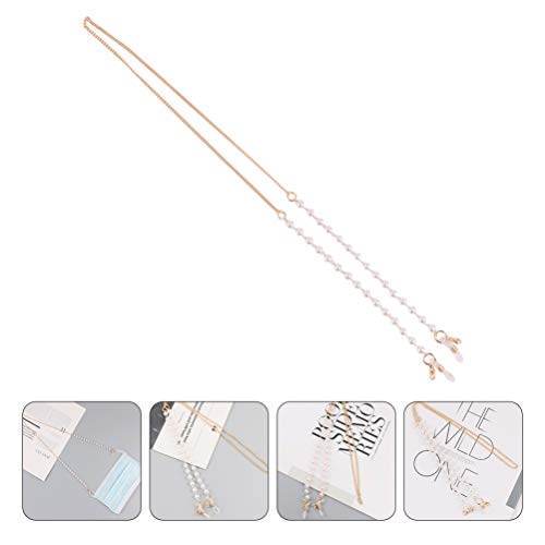 Healifty 3pcs Elegant Face Cover Chain Holder Vintage Acrylic Pearl Beads Ant...