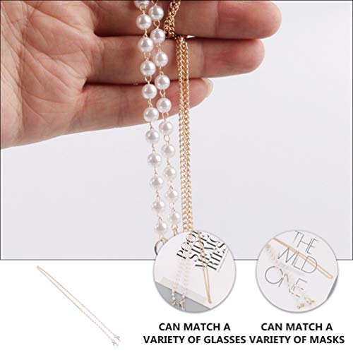 Healifty 3pcs Elegant Face Cover Chain Holder Vintage Acrylic Pearl Beads Ant...