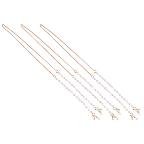 Healifty 3pcs Elegant Face Cover Chain Holder Vintage Acrylic Pearl Beads Ant...