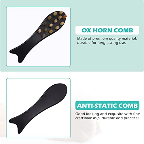 Healifty Ox Horn Comb Head Massager Guasha Massage Tool Scraping Comb Acupunc...