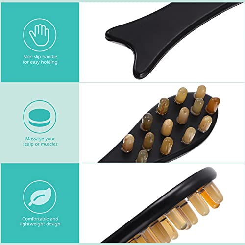 Healifty Ox Horn Comb Head Massager Guasha Massage Tool Scraping Comb Acupunc...