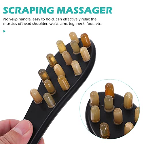 Healifty Ox Horn Comb Head Massager Guasha Massage Tool Scraping Comb Acupunc...