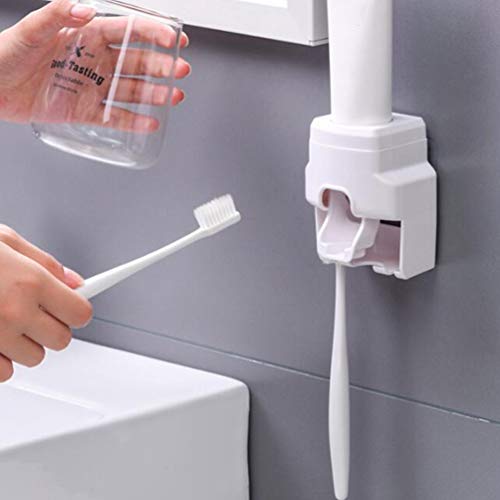 Healifty Toothpaste Dispenser Squeezer Pump Wall Mounted Storage Holder Hand ...