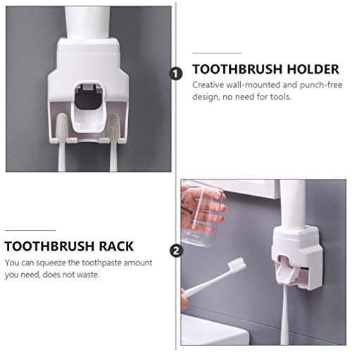 Healifty Toothpaste Dispenser Squeezer Pump Wall Mounted Storage Holder Hand ...