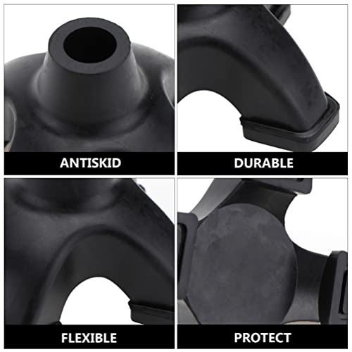 Healifty Trekking Pole Rubber Tips Black: Four Legged Walking Stick Floor Pro...