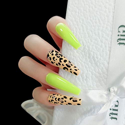 24Pcs Leopard Pattern Extra Long Fake Nails False Nails for Women Ladies Acce...