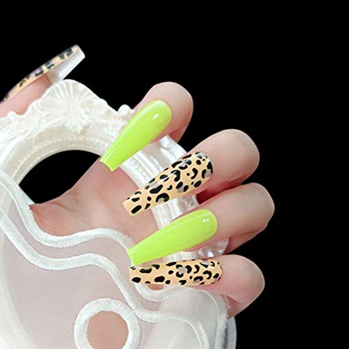 24Pcs Leopard Pattern Extra Long Fake Nails False Nails for Women Ladies Acce...