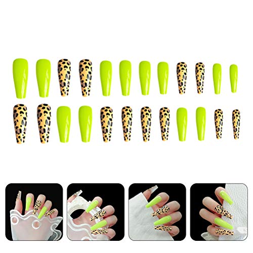 24Pcs Leopard Pattern Extra Long Fake Nails False Nails for Women Ladies Acce...