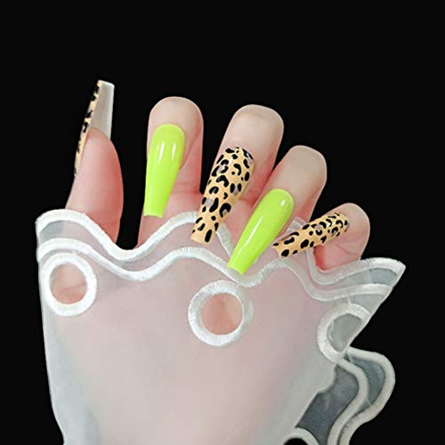24Pcs Leopard Pattern Extra Long Fake Nails False Nails for Women Ladies Acce...