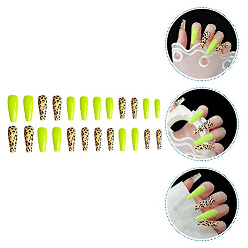 24Pcs Leopard Pattern Extra Long Fake Nails False Nails for Women Ladies Acce...