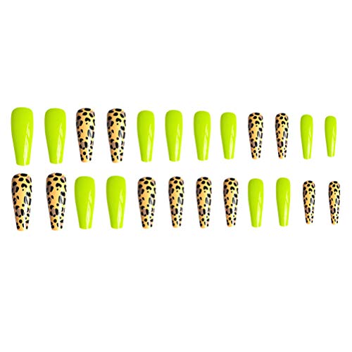 24Pcs Leopard Pattern Extra Long Fake Nails False Nails for Women Ladies Acce...